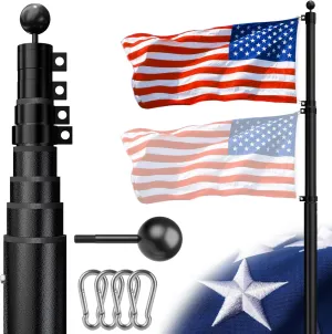 Heavy Duty Flag Pole Telescoping Freedom Edition 25 FT 12 Gauge Extra Thick Aluminum Flag Pole Holder for Outside House Outdoor Metal Flag Pole Kit
