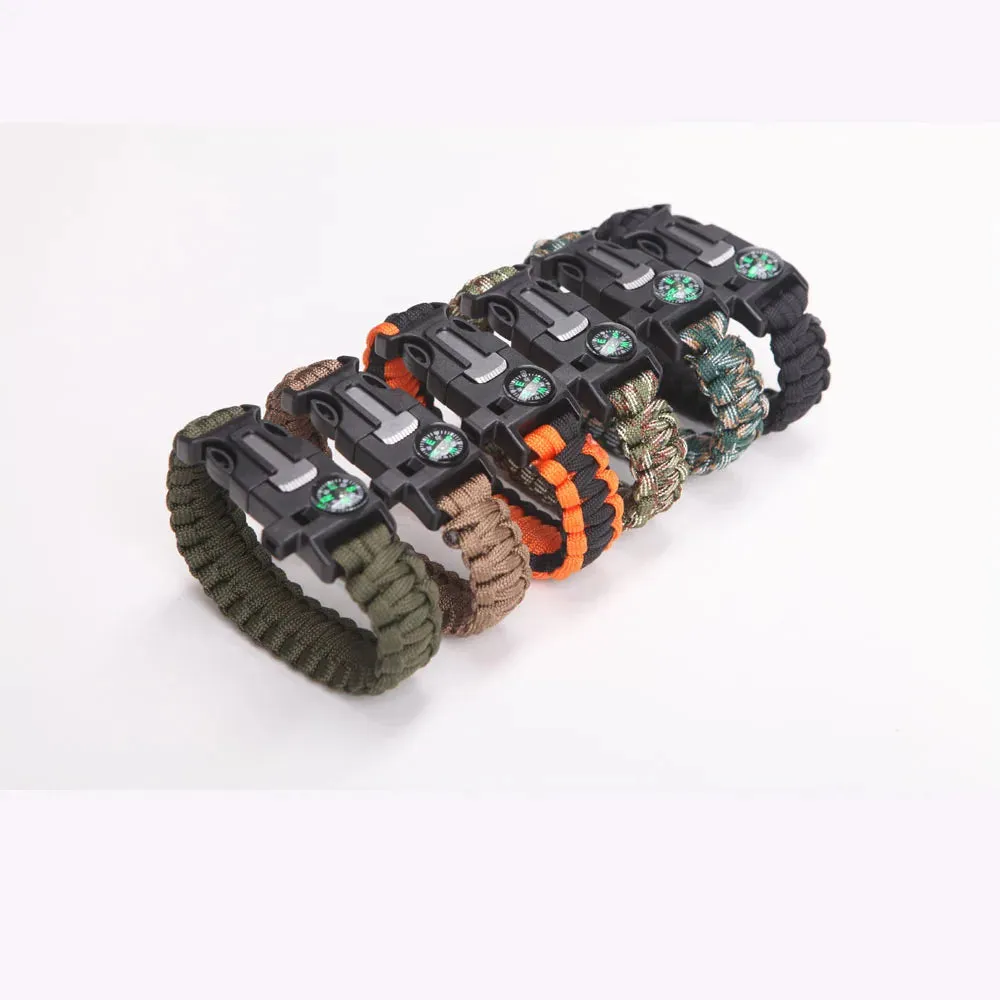 HEWOLF Military Emergency Paracord Survival Bracelet – 4mm Parachute Cord with Whistle Buckle