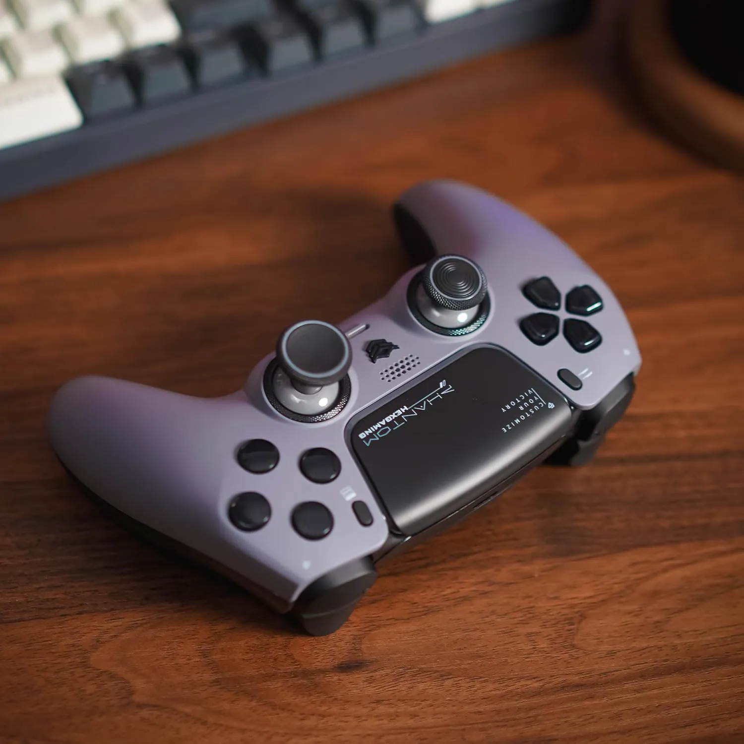 HEXGAMING PHANTOM Pro Controller with 4 Remappable Buttons, 6 Remapping Profiles, 8 Interchangeable Analog Stick, and Adjustable Triggers Compatible with ps5, PC, Mobile - Hall Effect Shadow Gray