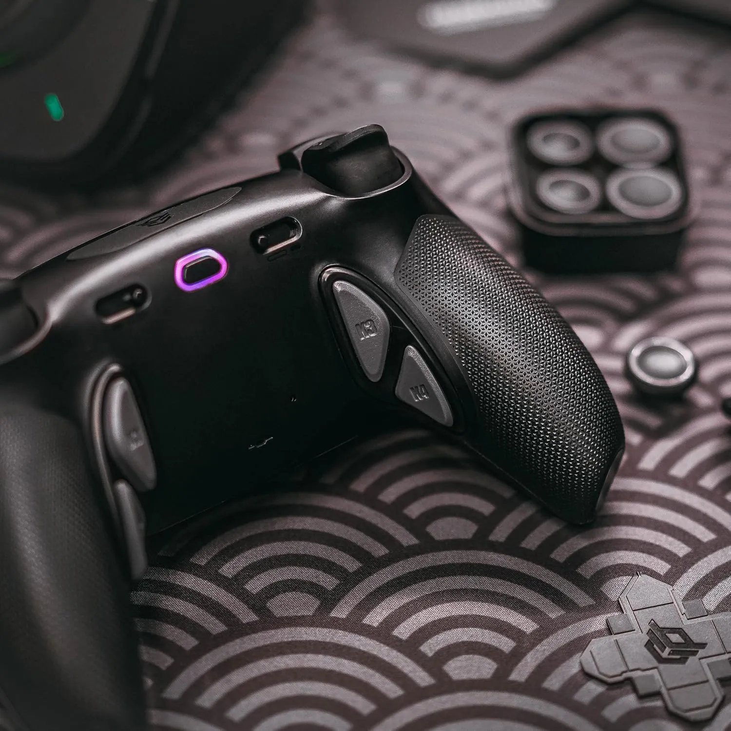 HEXGAMING PHANTOM Pro Controller with 4 Remappable Buttons, 6 Remapping Profiles, 8 Interchangeable Analog Stick, and Adjustable Triggers Compatible with ps5, PC, Mobile - Hall Effect Shadow Gray