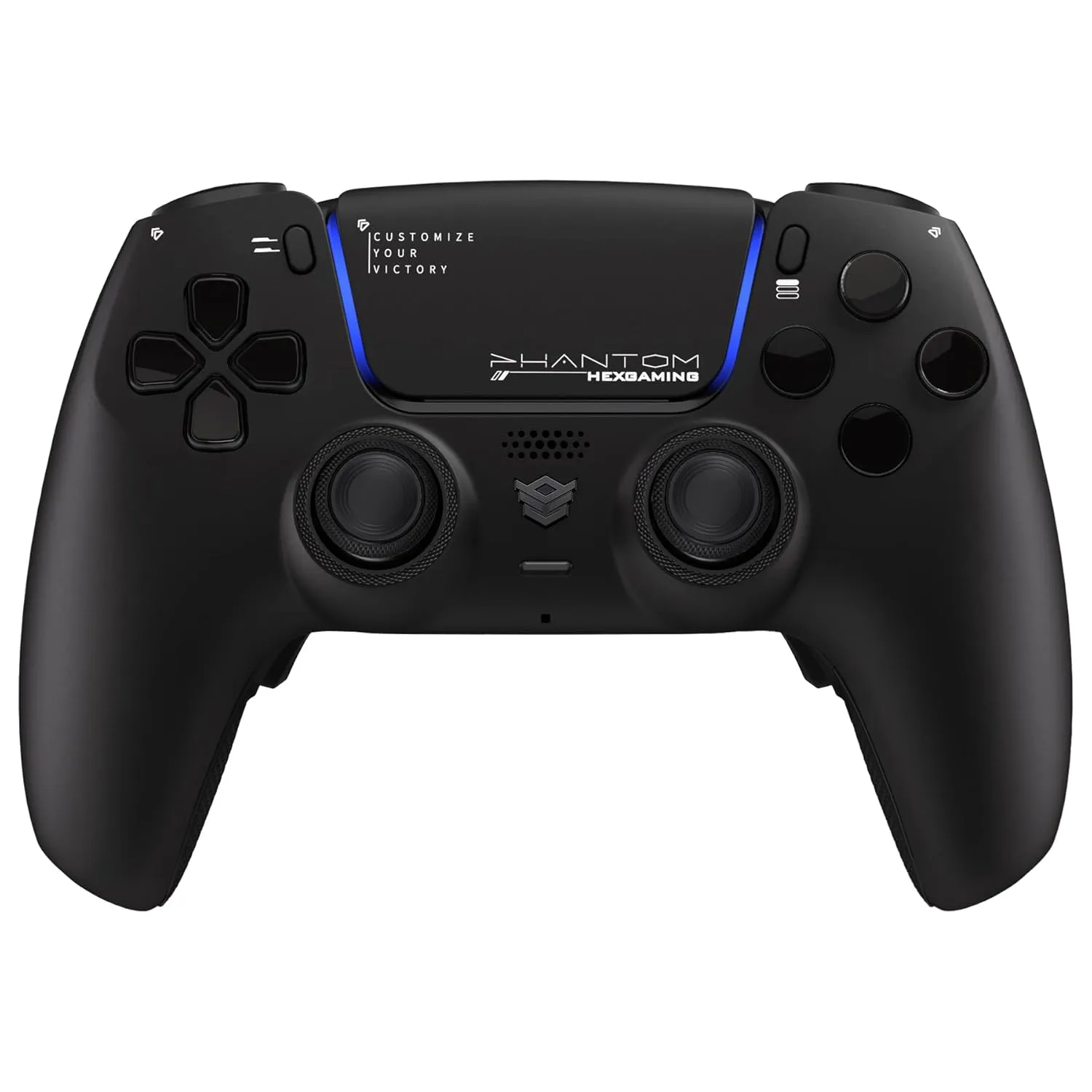 HEXGAMING PHANTOM Pro Gaming Controller with 4 Remappable Buttons, 6 Remapping Profiles, 8 Interchangeable Analog Stick, and Adjustable Triggers Compatible with ps5, PC, Mobile - Chaos Black