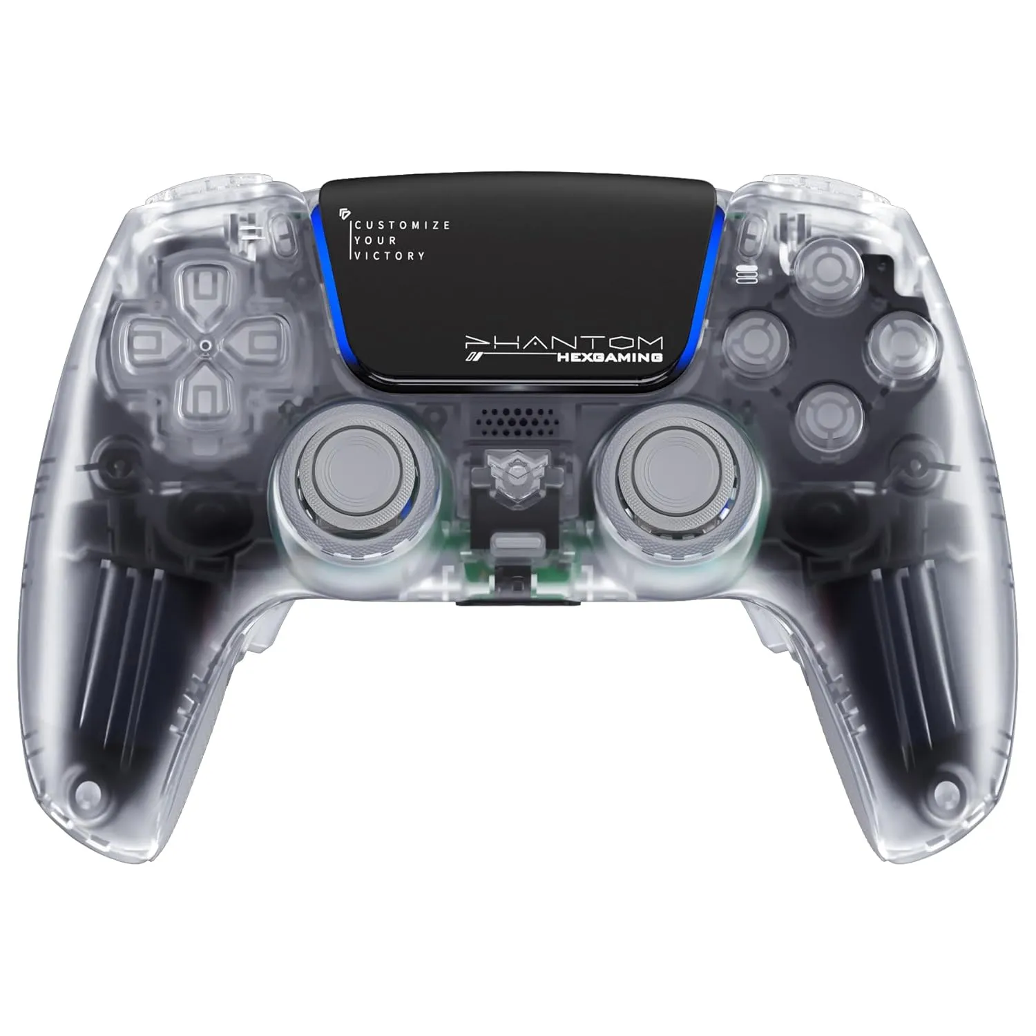 HEXGAMING PHANTOM Pro Gaming Controller with 4 Remappable Buttons, 6 Remapping Profiles, 8 Interchangeable Analog Stick, and Adjustable Triggers Compatible with ps5, PC, Mobile - Explorer Edition