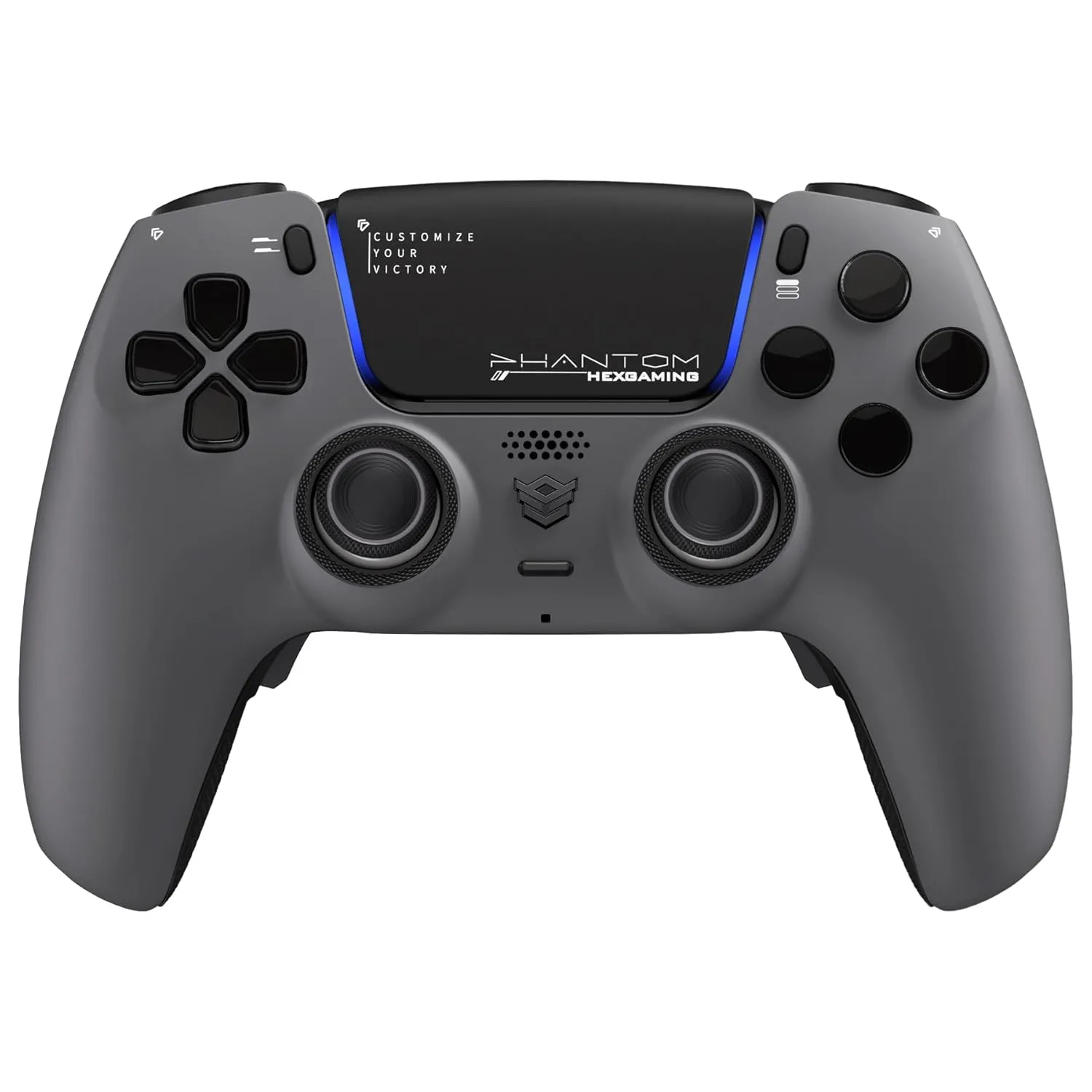 HEXGAMING PHANTOM Pro Gaming Controller with 4 Remappable Buttons, 6 Remapping Profiles, 8 Interchangeable Analog Stick, and Adjustable Triggers Compatible with ps5, PC, Mobile - Shadow Gray
