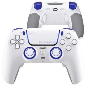 HEXGAMING PHANTOM Pro Gaming Controller with 4 Remappable Buttons, 6 Remapping Profiles, 8 Interchangeable Analog Stick, and Adjustable Triggers Compatible with ps5, PC, Mobile - Vision White