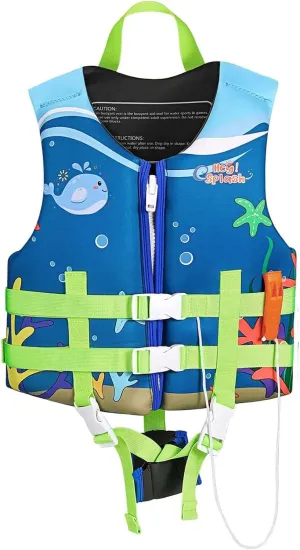 HeySplash Toddler Swim Vest, Kids Swimming Jacket Fit 30-50/50-80lbs, Child Floaties Vest wiht Safety Strap, Float Jacket for Girls/Boys on Pool,Beach,Boating, Learn to Swim Aid, M 3-6 Yrs/L 6-9 Yrs