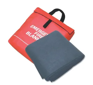 High Temperature Resistant Carbon Fiber Felt Emergency Fire Blanket with Red Vinyl Hanging Pouch, 6' x 5', Black