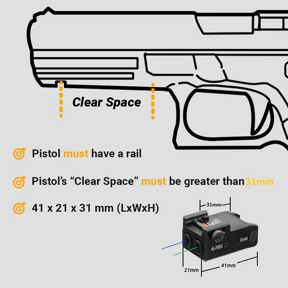 HiLight - Tactical P3BG- TSBL Performance Series C - Type USB Battery - Hard Anodized Aluminum - Handheld/Rail Mount Light & Dual Laser Class of IIIR, 5mW