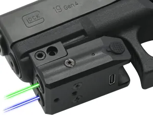 HiLight - Tactical P3BG- TSBL Performance Series C - Type USB Battery - Hard Anodized Aluminum - Handheld/Rail Mount Light & Dual Laser Class of IIIR, 5mW