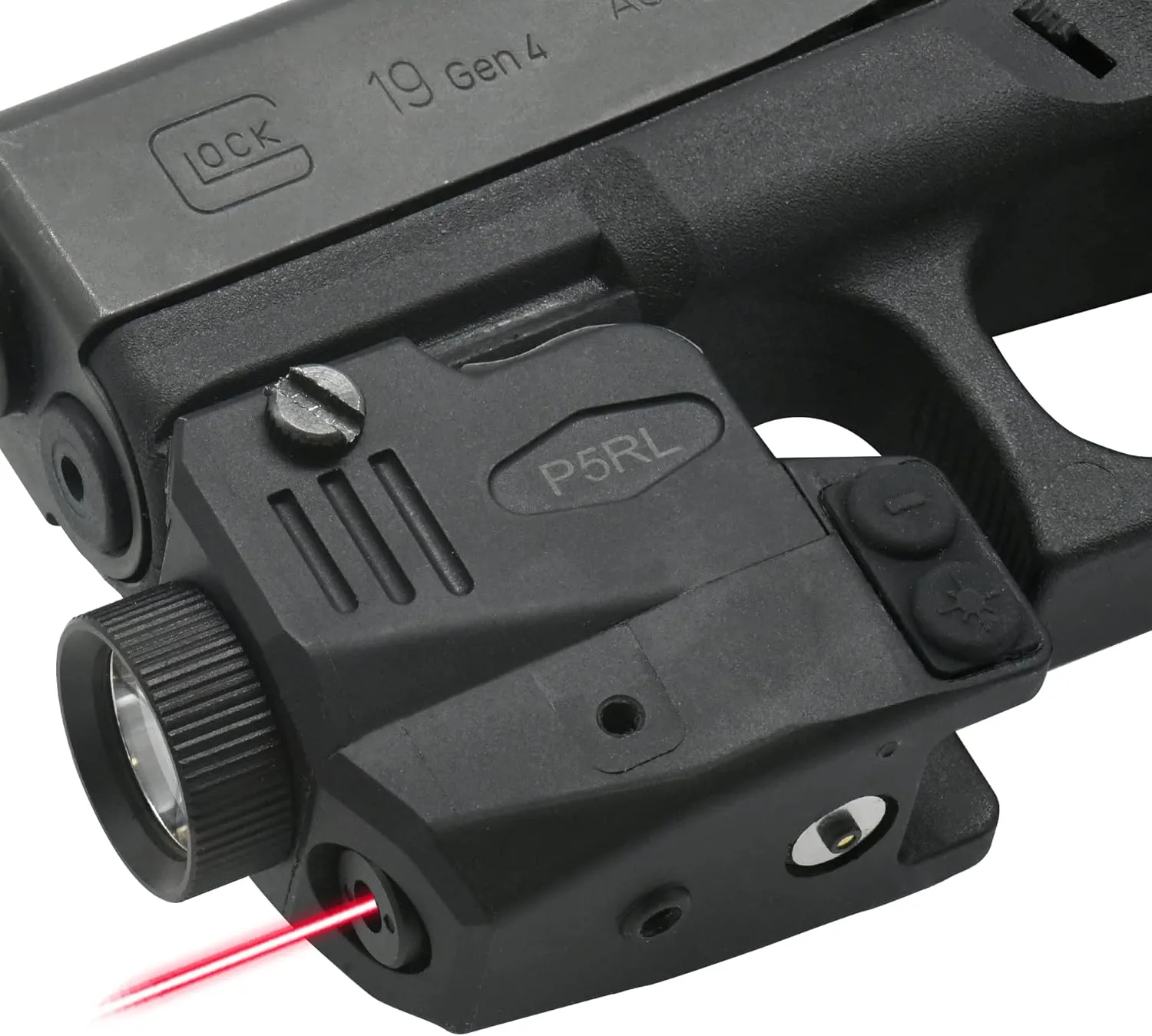 HiLight - Tactical P5RL - 400 Lumens Strobe Flashlight & Single (Red) Laser with Magnetic Charger - Extension Rail Mount Light for Pistols, Rifles & Single Laser Class of IIIA, <5mW