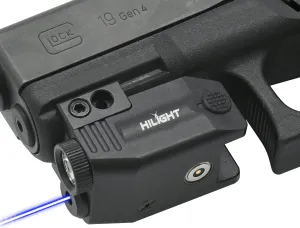 HiLight - Tactical PS5B - 400 Lumens Strobe Flashlight & Single (Blue) Laser - Aircraft Grade Aluminum, Magnetic Rechargeable USB Battery - Rail Mount Light & Precision Laser Class of IIIA, <5mW