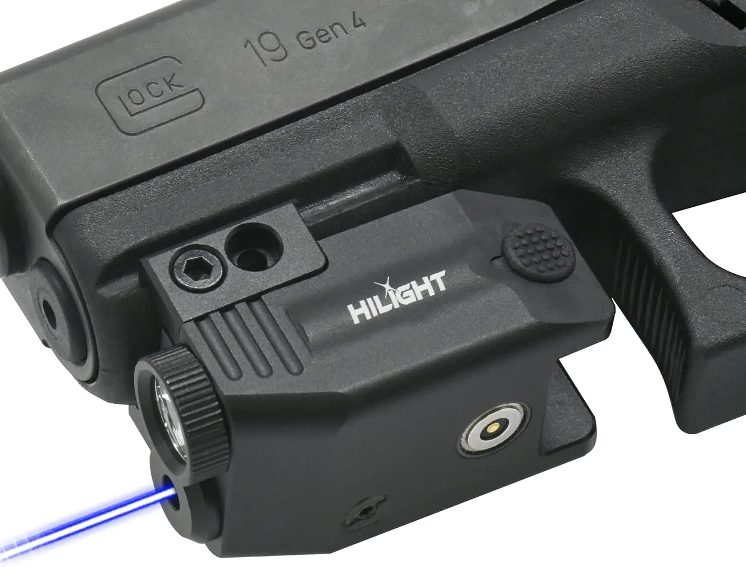 HiLight - Tactical PS5B - 400 Lumens Strobe Flashlight & Single (Blue) Laser - Aircraft Grade Aluminum, Magnetic Rechargeable USB Battery - Rail Mount Light & Precision Laser Class of IIIA, <5mW