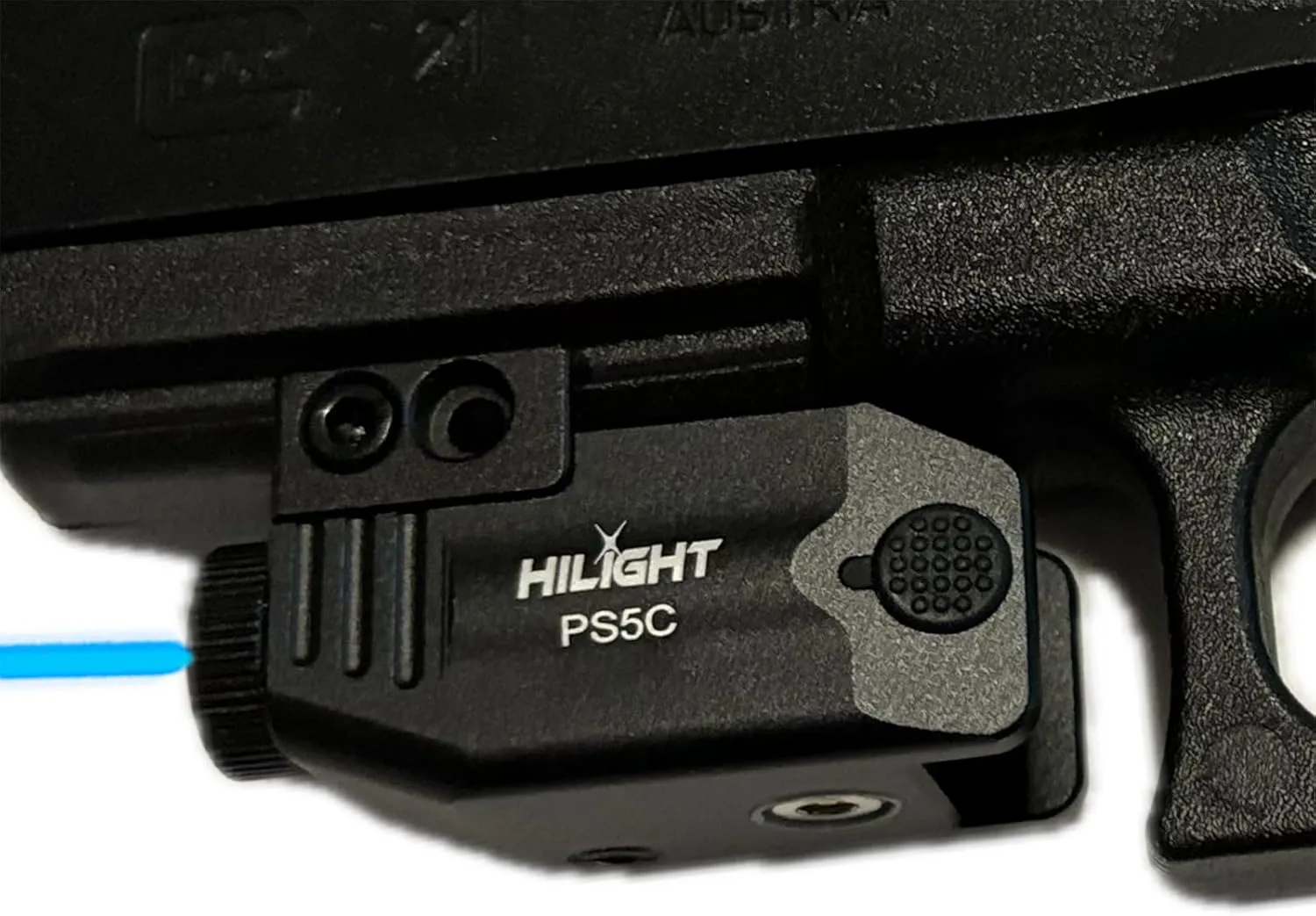 HiLight - Tactical PS5C Cyan Laser 400 Lumens Strobe Flashlight & Single (Cyan) Laser - Aircraft Grade Aluminum, Magnetic Rechargeabl Battery - Rail Mount Light & Precision Laser Class of IIIA, <5mW