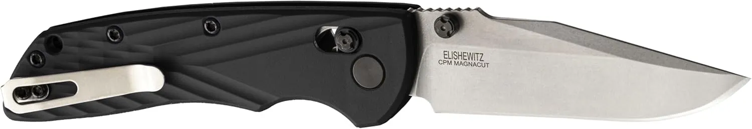 Hogue Deka ABLE Lock Folding Knife 3.25" CPM-MagnaCut Stonewashed Clip Point Blade, Black Polymer Handles, AXIS/Crossbar Lock - 24379