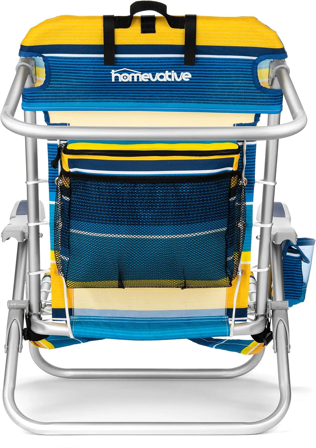 Homevative Cooler  Folding Backpack Beach Chair with 5 Positions, Towel bar, XL Cooler Pouch, Storage Net, Cup and Phone Holder, Sunshine, 2 Pack
