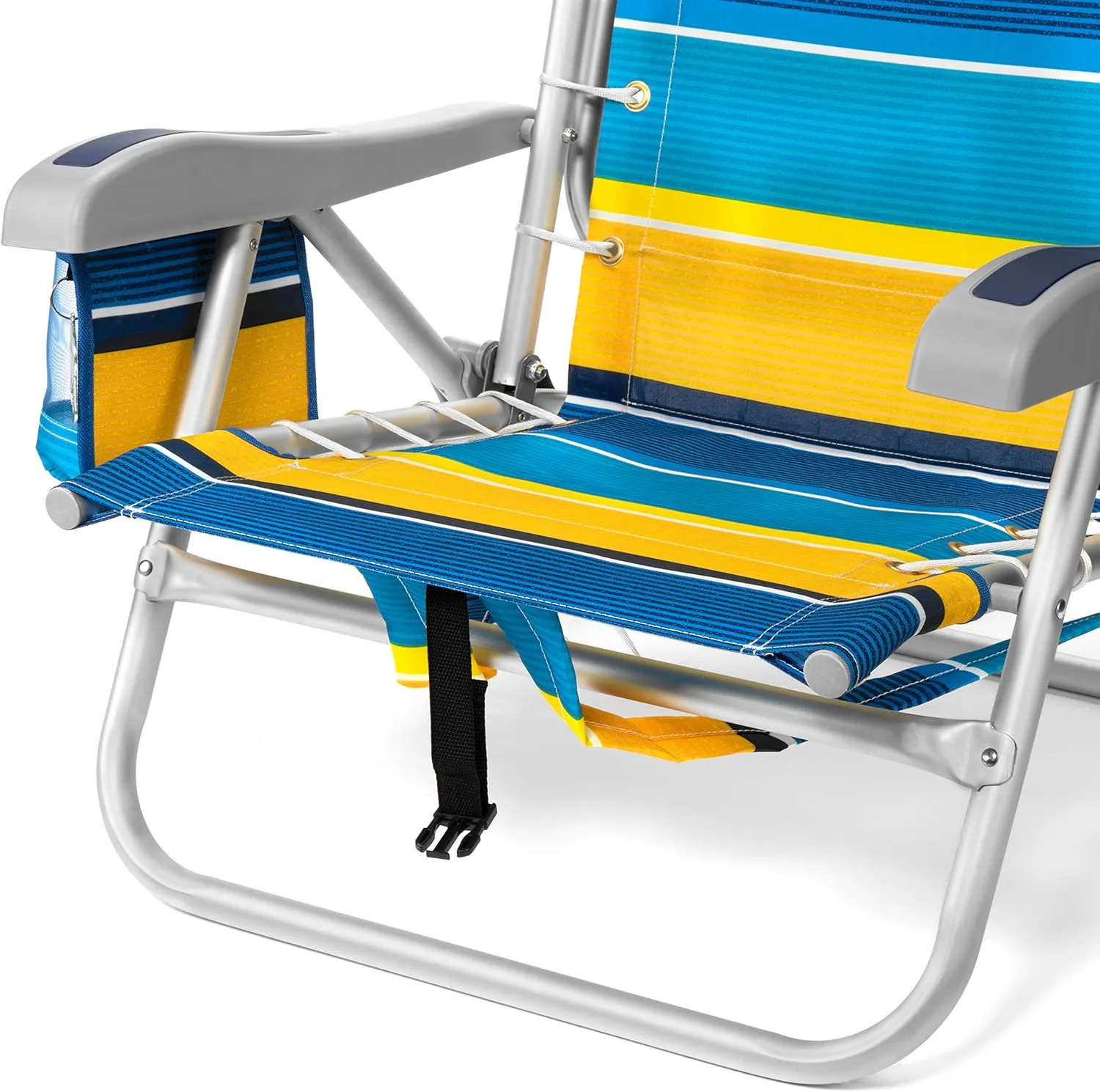 Homevative Cooler  Folding Backpack Beach Chair with 5 Positions, Towel bar, XL Cooler Pouch, Storage Net, Cup and Phone Holder, Sunshine, 2 Pack