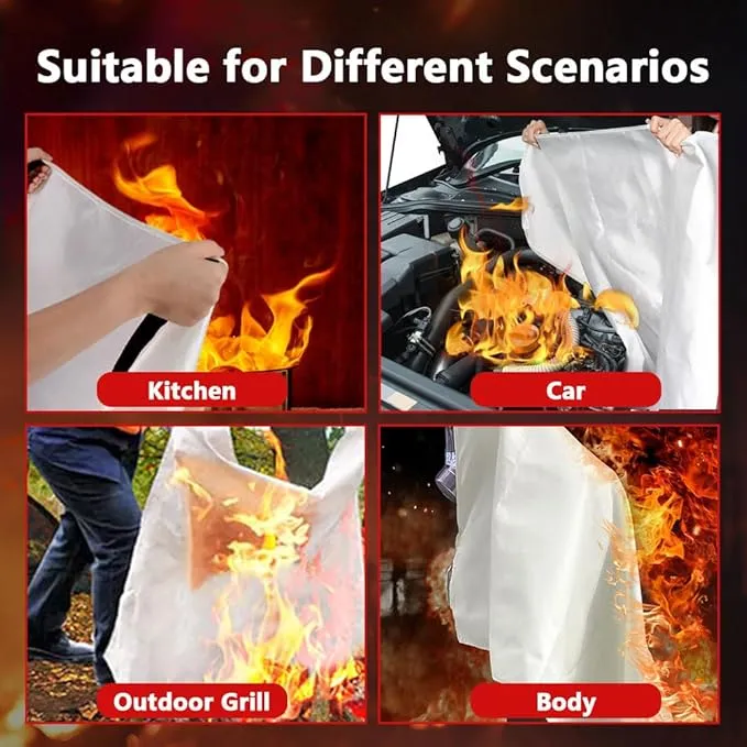 HOMEXCEL Fire Blanket Emergency for Home and Kitchen - 1 Pack, Emergency Fire Retardant Blankets, Flame Suppression Fiberglass Fire Blanket for House Camping Grill Car Office Warehouse Survival Safety