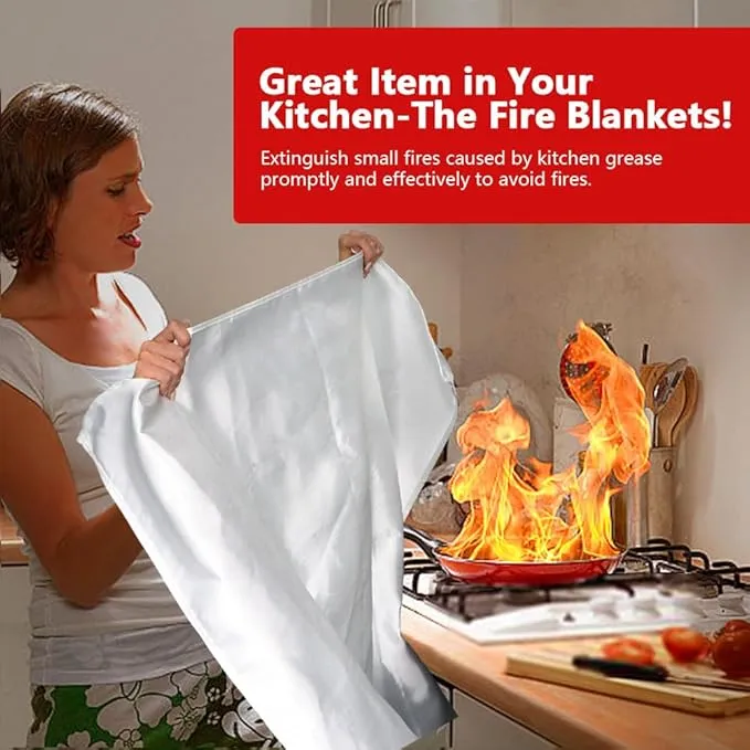 HOMEXCEL Fire Blanket Emergency for Home and Kitchen - 1 Pack, Emergency Fire Retardant Blankets, Flame Suppression Fiberglass Fire Blanket for House Camping Grill Car Office Warehouse Survival Safety