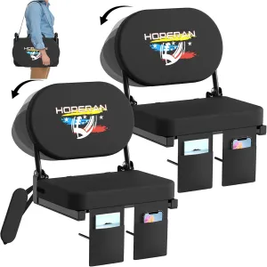 HOPERAN Stadium Seats with Back Support – 270° Foldable Rotating Padded Bleacher Chair, Non-Slip Hooks, Lightweight Portable with Shoulder Strap, Perfect for Bleachers
