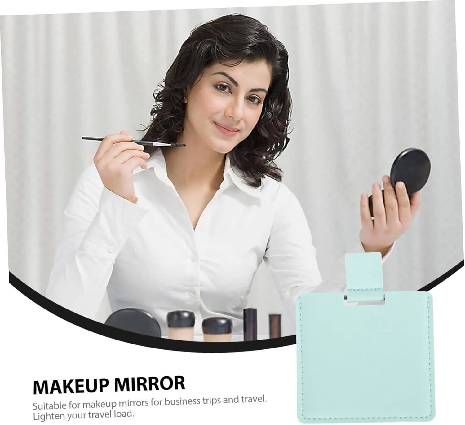 Housoutil 4pcs Portable Square Makeup Mirror Chic Travel Cosmetic Folding Mirror Durable Design for Handbag and Everyday Use Finish