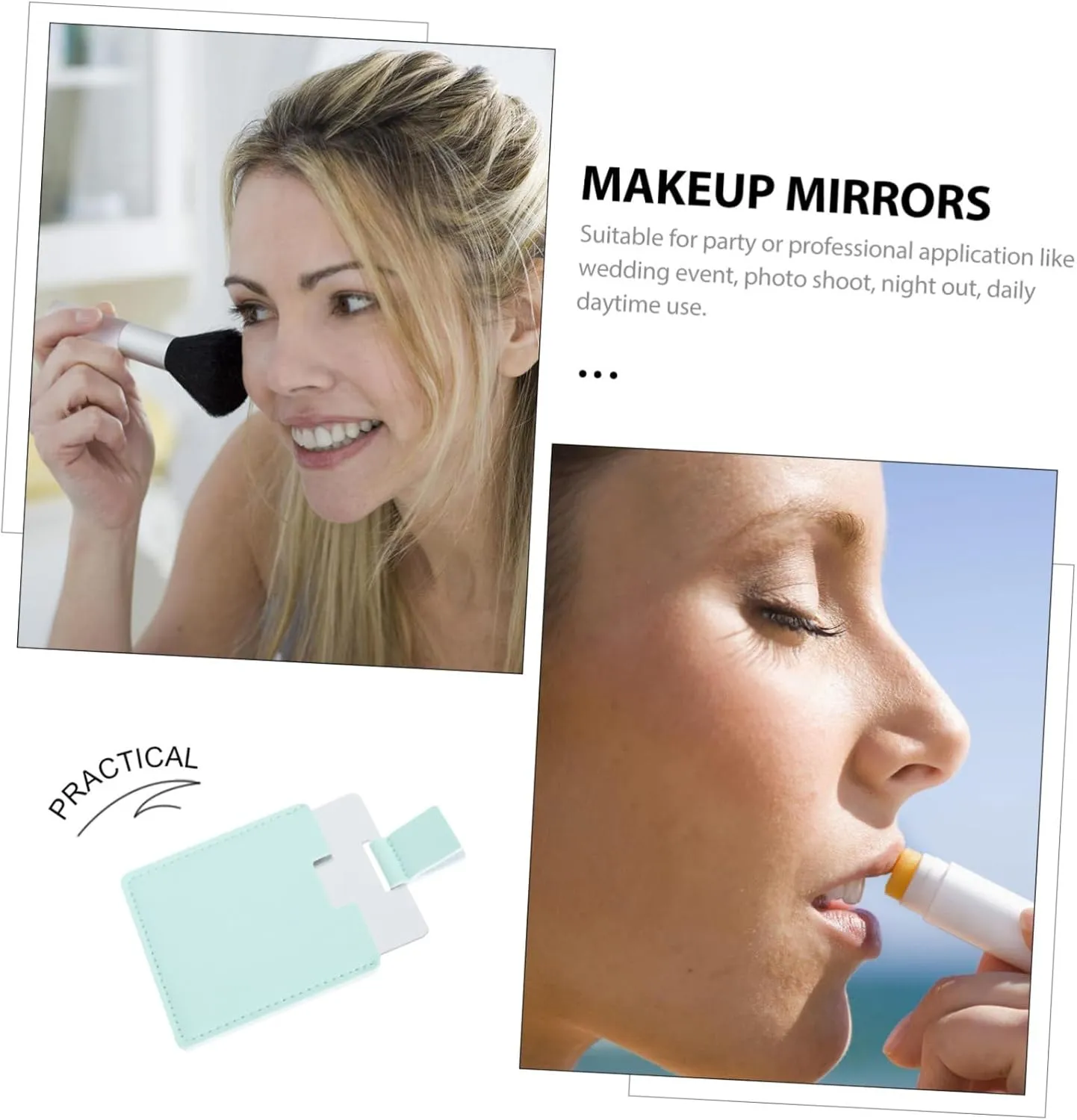 Housoutil 4pcs Portable Square Makeup Mirror Chic Travel Cosmetic Folding Mirror Durable Design for Handbag and Everyday Use Finish