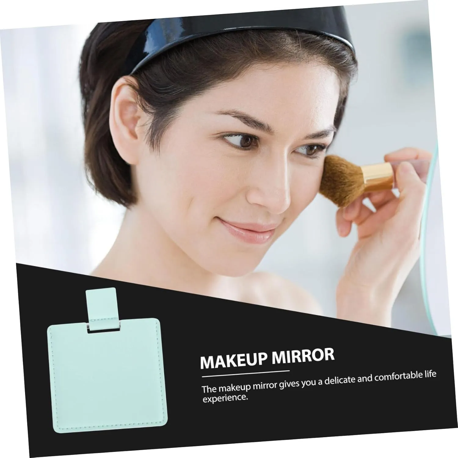 Housoutil 4pcs Portable Square Makeup Mirror Chic Travel Cosmetic Folding Mirror Durable Design for Handbag and Everyday Use Finish