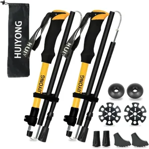 HUINING Foldable Hiking Poles Telescopic,Nordic Walking Poles Women and Men,Trekking Poles,Ultralight Trekking Poles Made of Aluminium with Lots of Accessories,110-130 cm