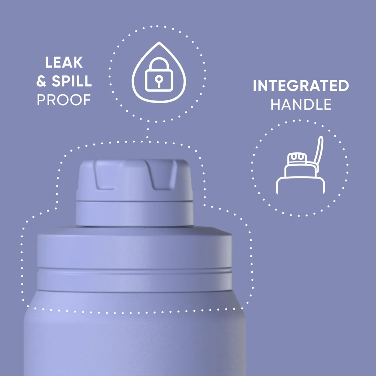 Hydrapeak 26oz Sport Insulated Water Bottle with Chug Lid, Leak & Spill Proof, Keeps Drinks Cold for 24 Hours, Hot for 12 Hours, Premium Stainless Steel Water Bottles (26oz, Periwinkle)
