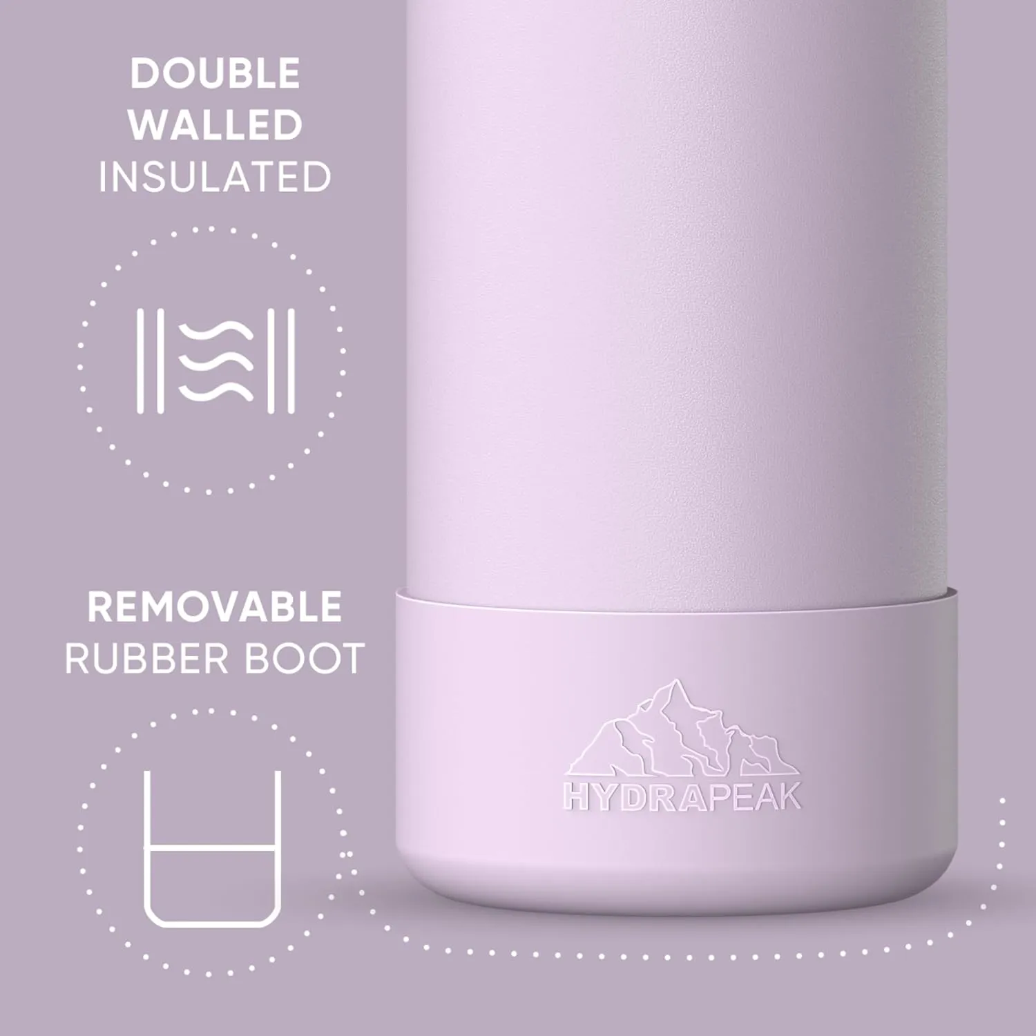Hydrapeak 32oz Sport Insulated Water Bottle with Straw or Chug Lid, Leak & Spill Proof, Keeps Drinks Cold for 24 Hours, Hot for 12 Hours, Premium Stainless Steel Water Bottles (32oz, Blush)
