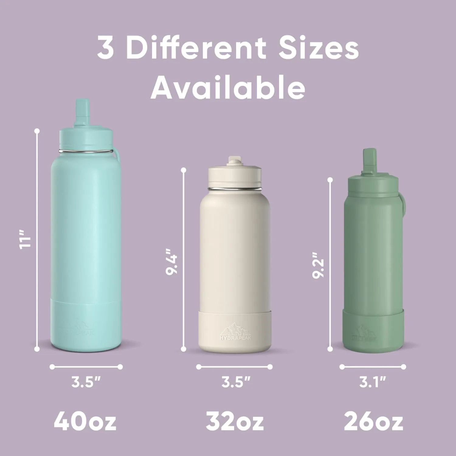 Hydrapeak 32oz Sport Insulated Water Bottle with Straw or Chug Lid, Leak & Spill Proof, Keeps Drinks Cold for 24 Hours, Hot for 12 Hours, Premium Stainless Steel Water Bottles (32oz, Blush)
