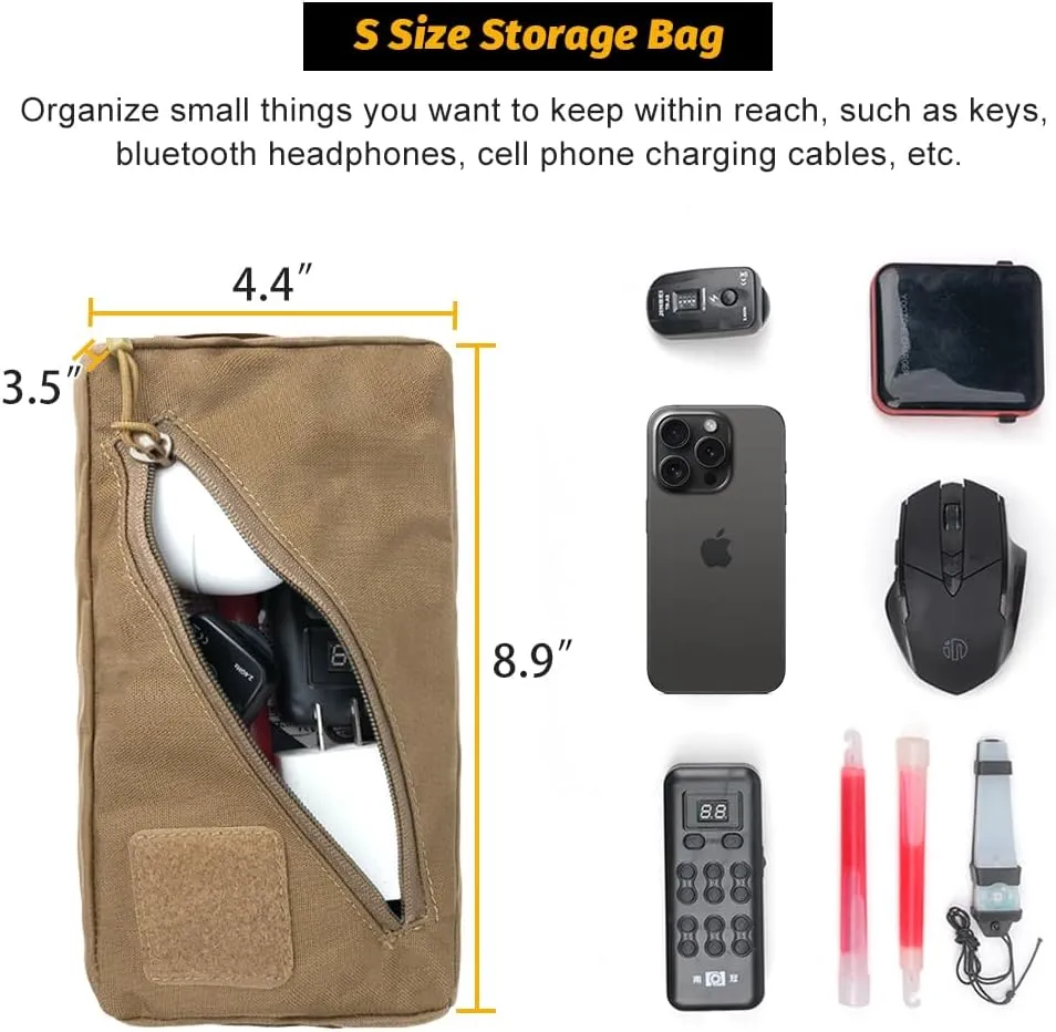 IDOGEAR Tactical Packing Cubes 3 Pieces Set Durable Lightweight Organizers with Zipper, Tool Utility Storage Bag for Travel Outdoor Activities