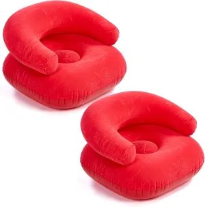 Inflatable Lounge Chair Deck Chair Lazy Sofa, Blow Up, Folding, Portable Couch for Home, Office Balcony, Floor Seating(Red,2 Pcs)