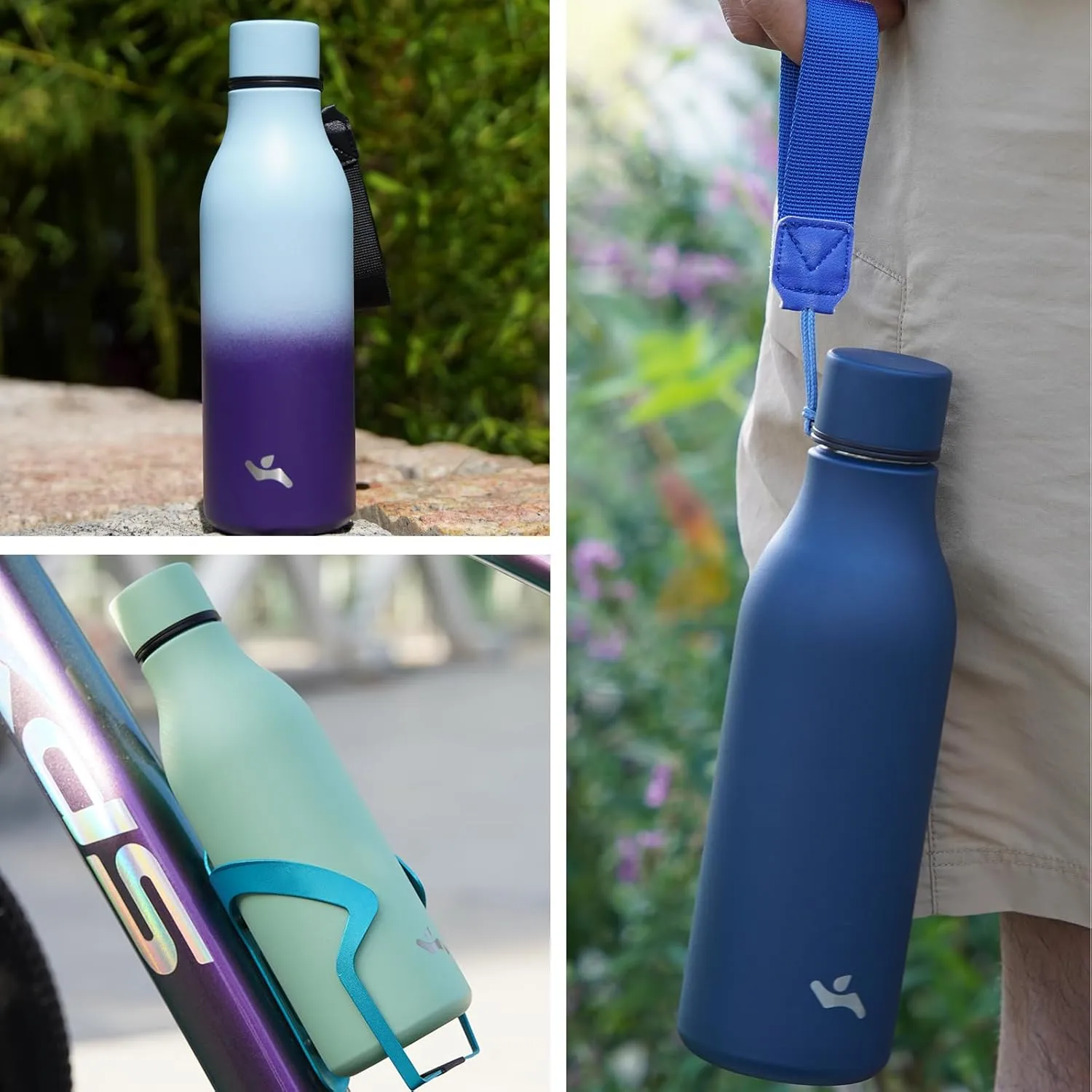 Insulated Water Bottle with Strap,25 oz Double Wall Stainless Steel Vacuum Bottles Metal Water Flask,Brick Red