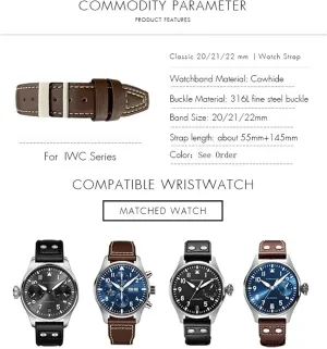 Italian Cowhide Watch Strap For IWC WatchBands