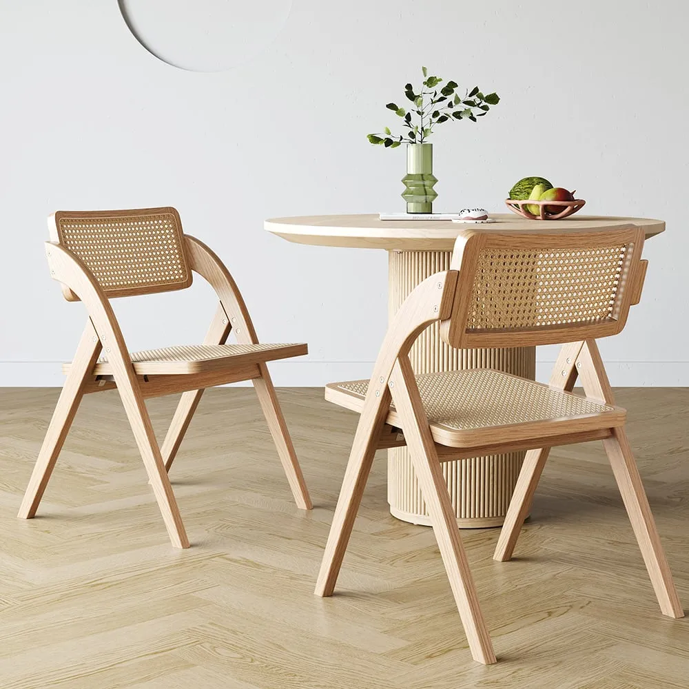 Japandi Rattan Folding Chair (x2)