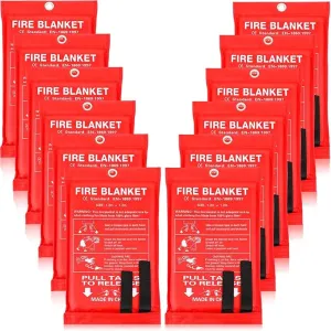 Jerify 12 Pack Fire Blanket for Home Emergency Fire Blanket 47 x 47 Inch Kitchen Fire Suppression Blanket Fiberglass Fire Blanket Flame Retardant Protection and Heat Insulation (Red)