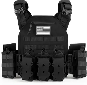 Jueachy Tactical Vest for Men Plate Carrier: Quick Release Lightweight Military Vest Adjustable Breathable Weighted Vest for Training