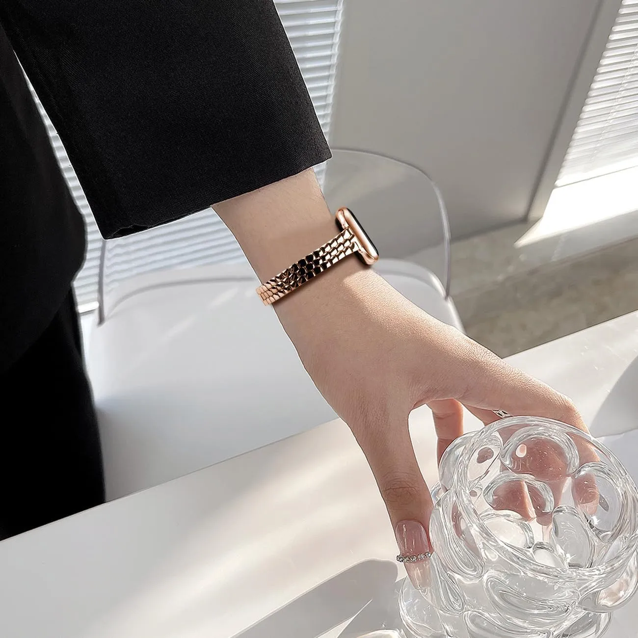 Juntan Slim Stainless Steel Band fits Apple Watch Bands for Women 49mm 45mm 44mm 42mm 41mm 40mm 38mm, Dressy Women for iWatch Bands, Metal Strap for Apple Watch Band Series 10 9 8 SE 7 6 5 4 3 Ultra 2 1