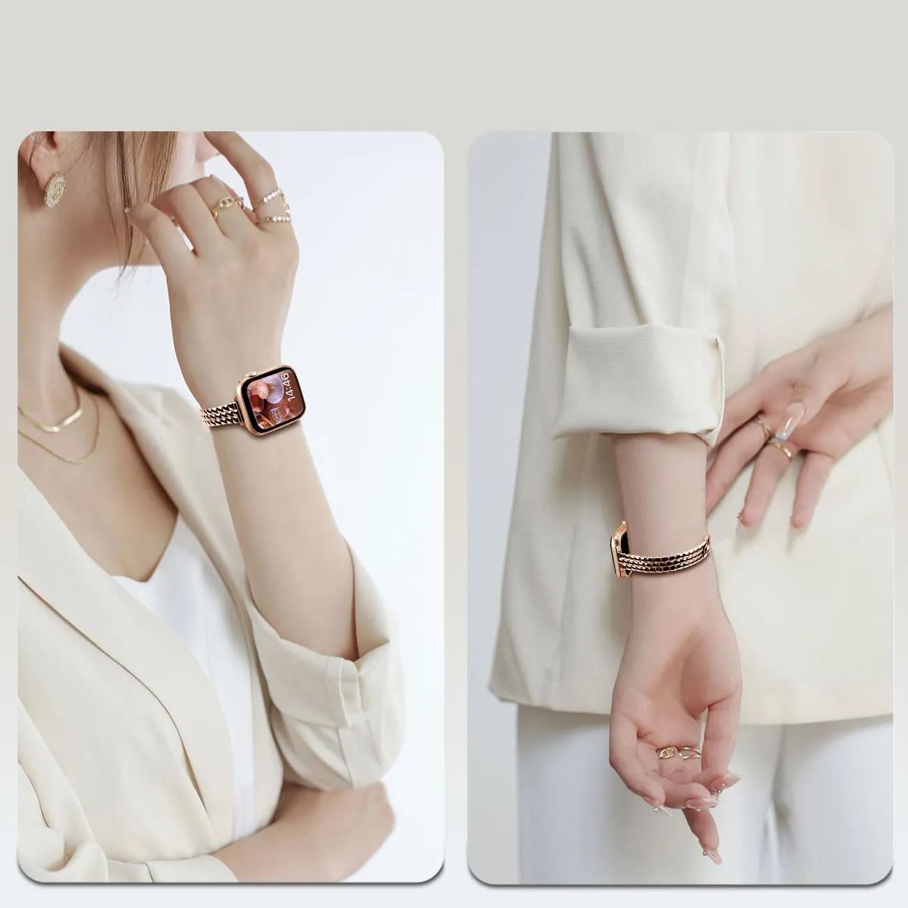 Juntan Slim Stainless Steel Band fits Apple Watch Bands for Women 49mm 45mm 44mm 42mm 41mm 40mm 38mm, Dressy Women for iWatch Bands, Metal Strap for Apple Watch Band Series 10 9 8 SE 7 6 5 4 3 Ultra 2 1