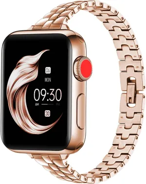Juntan Slim Stainless Steel Band fits Apple Watch Bands for Women 49mm 45mm 44mm 42mm 41mm 40mm 38mm, Dressy Women for iWatch Bands, Metal Strap for Apple Watch Band Series 10 9 8 SE 7 6 5 4 3 Ultra 2 1