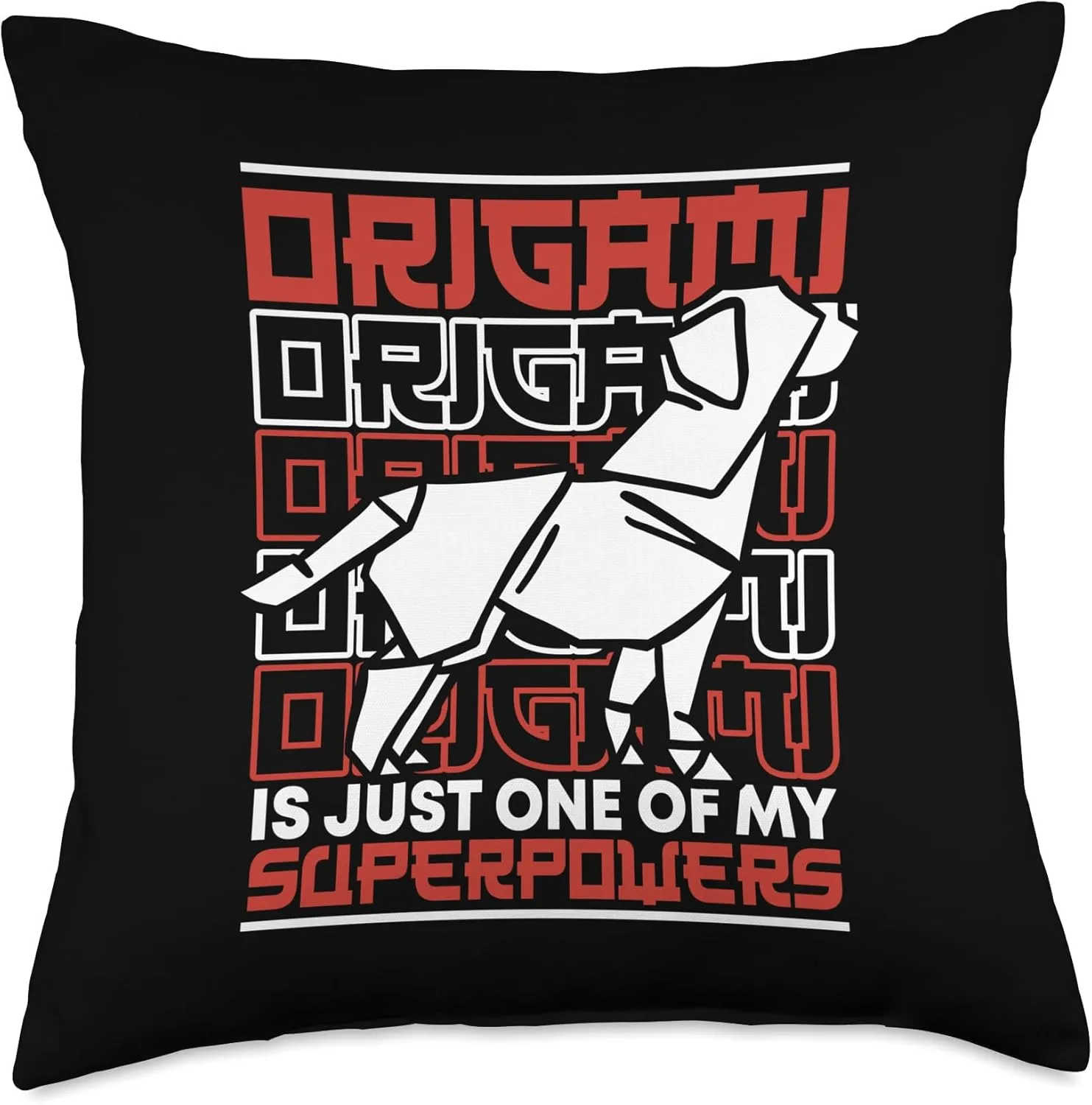 Just One of My Superpowers Paper Crane Folding Owl Origami Throw Pillow, 18x18, Multicolor