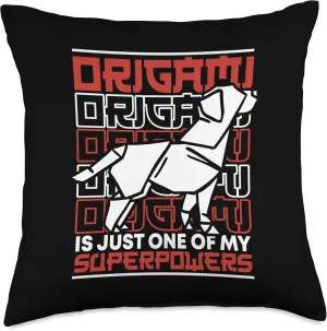 Just One of My Superpowers Paper Crane Folding Owl Origami Throw Pillow, 18x18, Multicolor