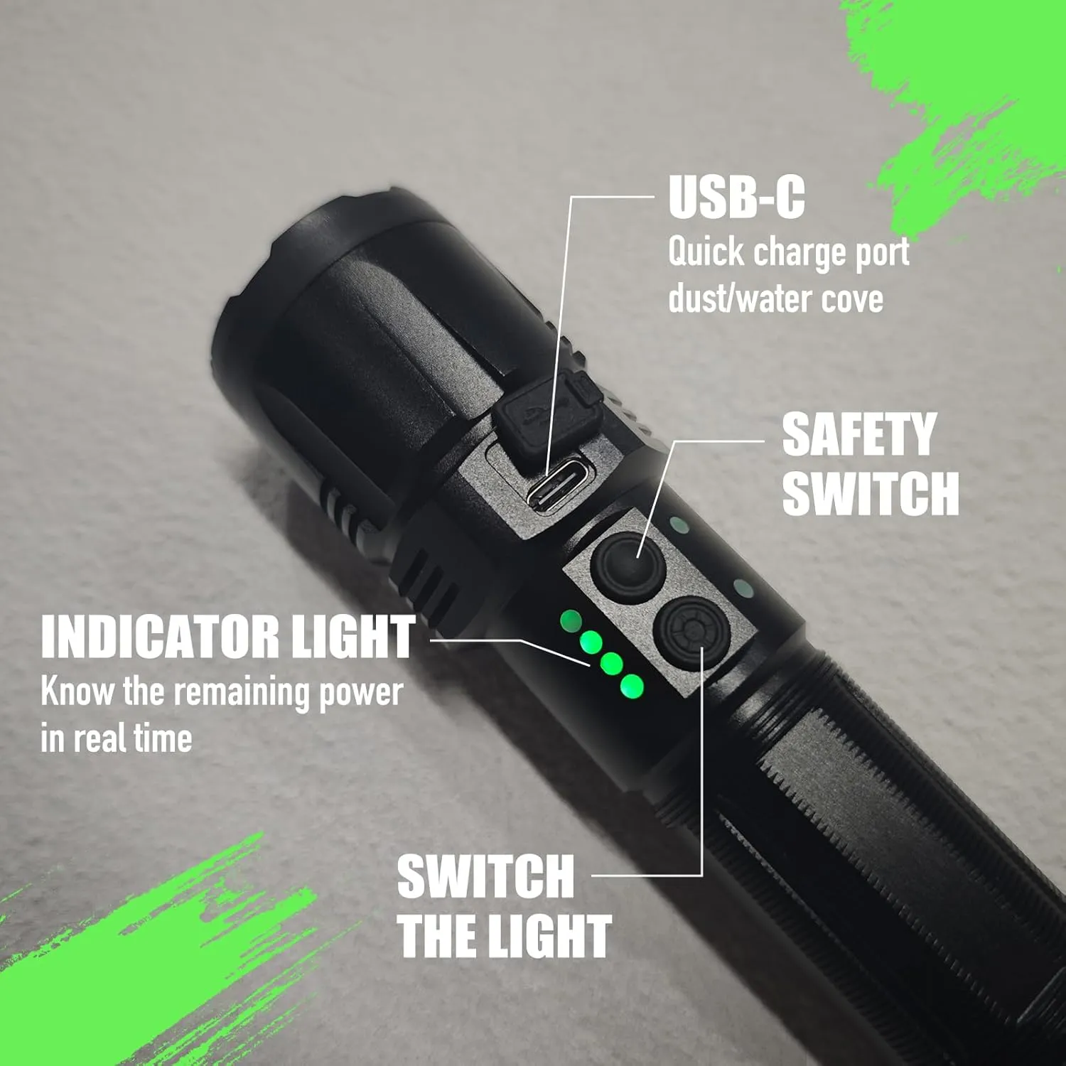 K98 Stun Gun Ultrapowerful Rechargeable for Men Women for Car & Self Defense Tactical Flashlight for Person Safety