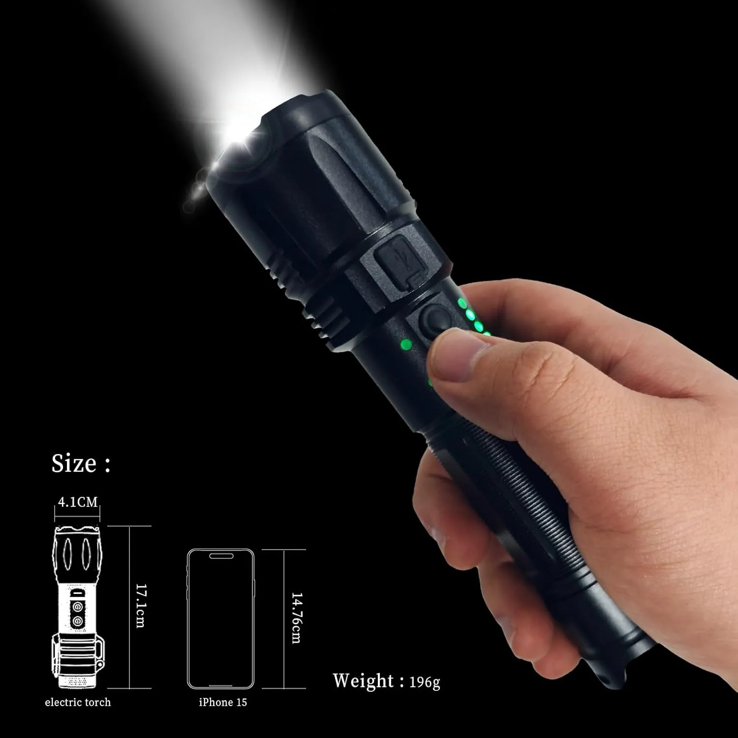 K98 Stun Gun Ultrapowerful Rechargeable for Men Women for Car & Self Defense Tactical Flashlight for Person Safety