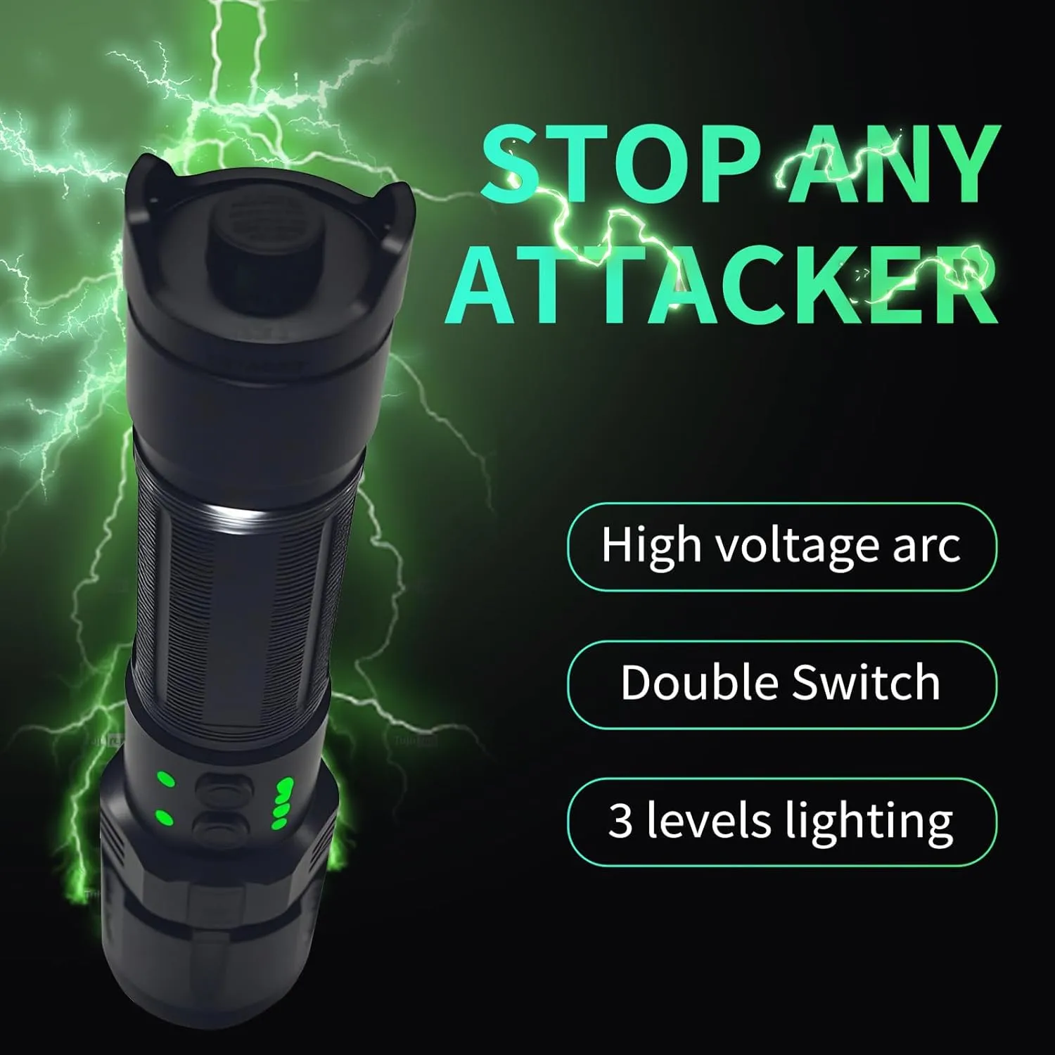K98 Stun Gun Ultrapowerful Rechargeable for Men Women for Car & Self Defense Tactical Flashlight for Person Safety