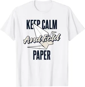 Keep Calm And Fold Paper Folding Owl Paper Crane Origami T-Shirt