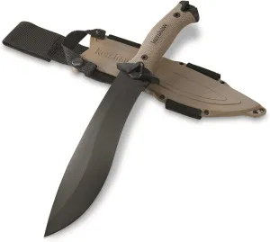 Kershaw Camp 10 - Tan Machete, Fixed Blade Knife, 10-in. 65Mn Carbon Steel Blade Includes Sheath, Camp Series Machete, Outdoor and Survival Tool