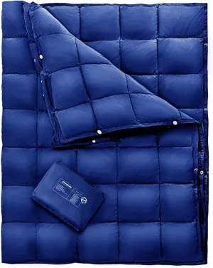 KingCamp Down Camping Blanket - Packable Lightweight Travel Blanket for Stadium, Camping, Backpacking, Compact & Water Resistant & Warm Airplane Quilt