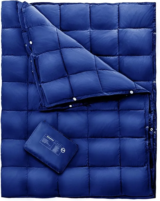 KingCamp Down Camping Blanket - Packable Lightweight Travel Blanket for Stadium, Camping, Backpacking, Compact & Water Resistant & Warm Airplane Quilt