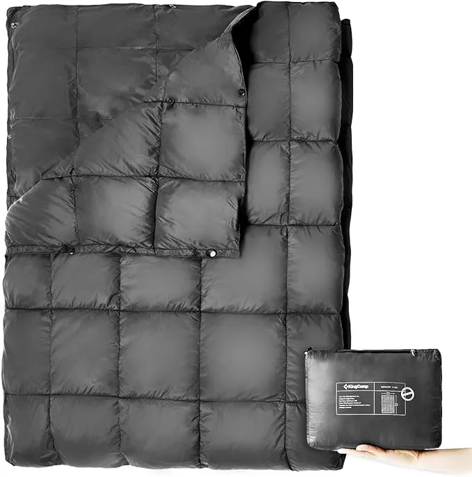 KingCamp Down Camping Blanket - Packable Lightweight Travel Blanket for Stadium, Camping, Backpacking, Compact & Water Resistant & Warm Airplane Quilt
