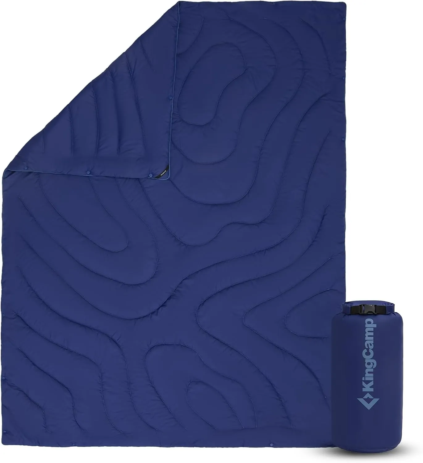 KingCamp Lightweight Camping Blanket Adoption150g/m² Shaped Cotton, Multifunctional Camping Blanket with Snap Button,Waterproof Blanket for Traveling Cold Weather, 69 x 53 inches, Navy